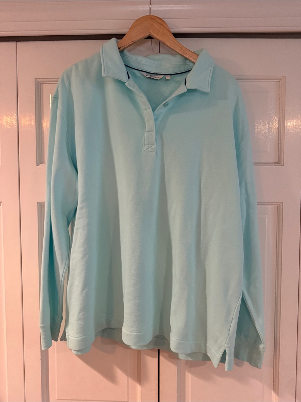 Vineyard Vines Light Aqua Long Sleeve Polo Sweatshirt